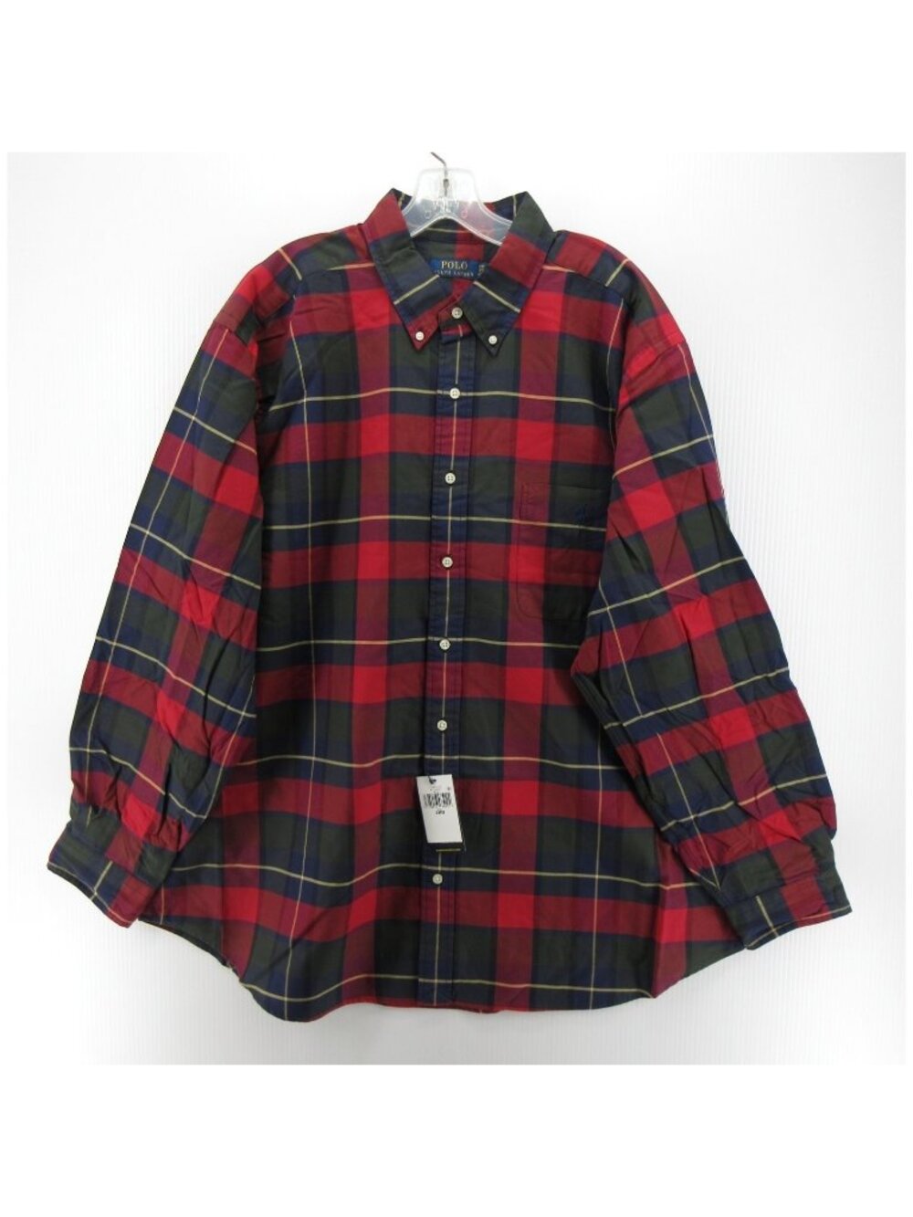 Polo Ralph Lauren Shirt 2XB Big Red Oxford Cloth Plaid Pocket Preppy